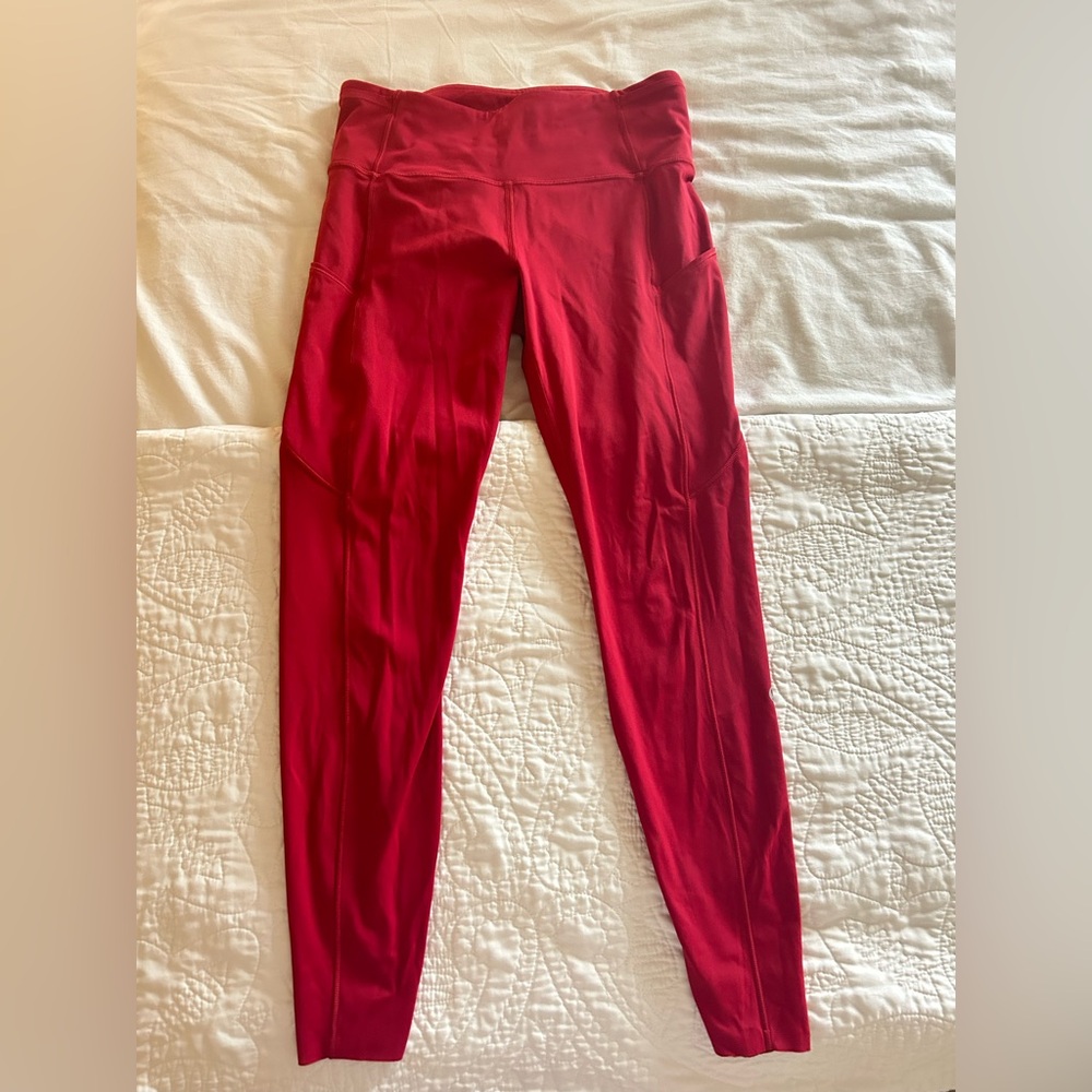 Red Lululemon bace pace leggings, size 4, 28” inseam